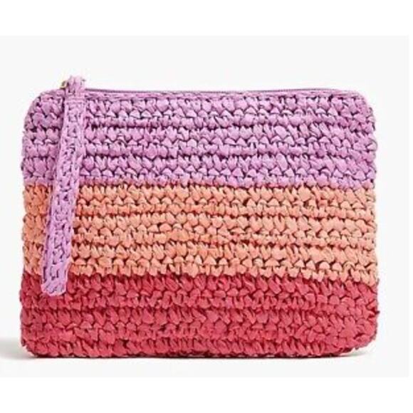 J. Crew Handbags - NWT: J.Crew - Womens Pink Woven Straw Clutch/ Wristlet